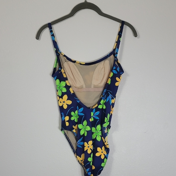 Vintage Cherokee Women High Cut Cheeky One Piece Swimsuit Size 8 S/M Floral 80s - Picture 4 of 14
